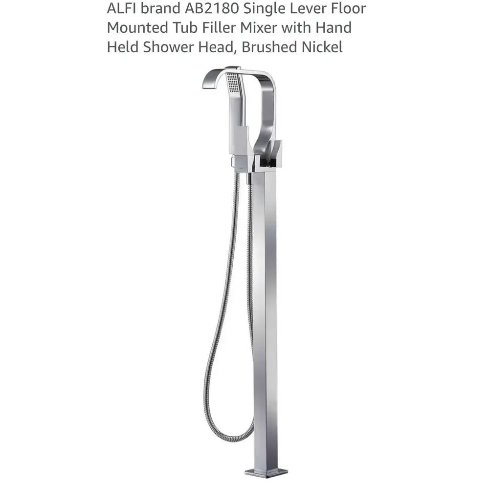 ALFI brand AB2180 Single Lever Floor Mounted Tub Filler Mixer Brushed Nickel